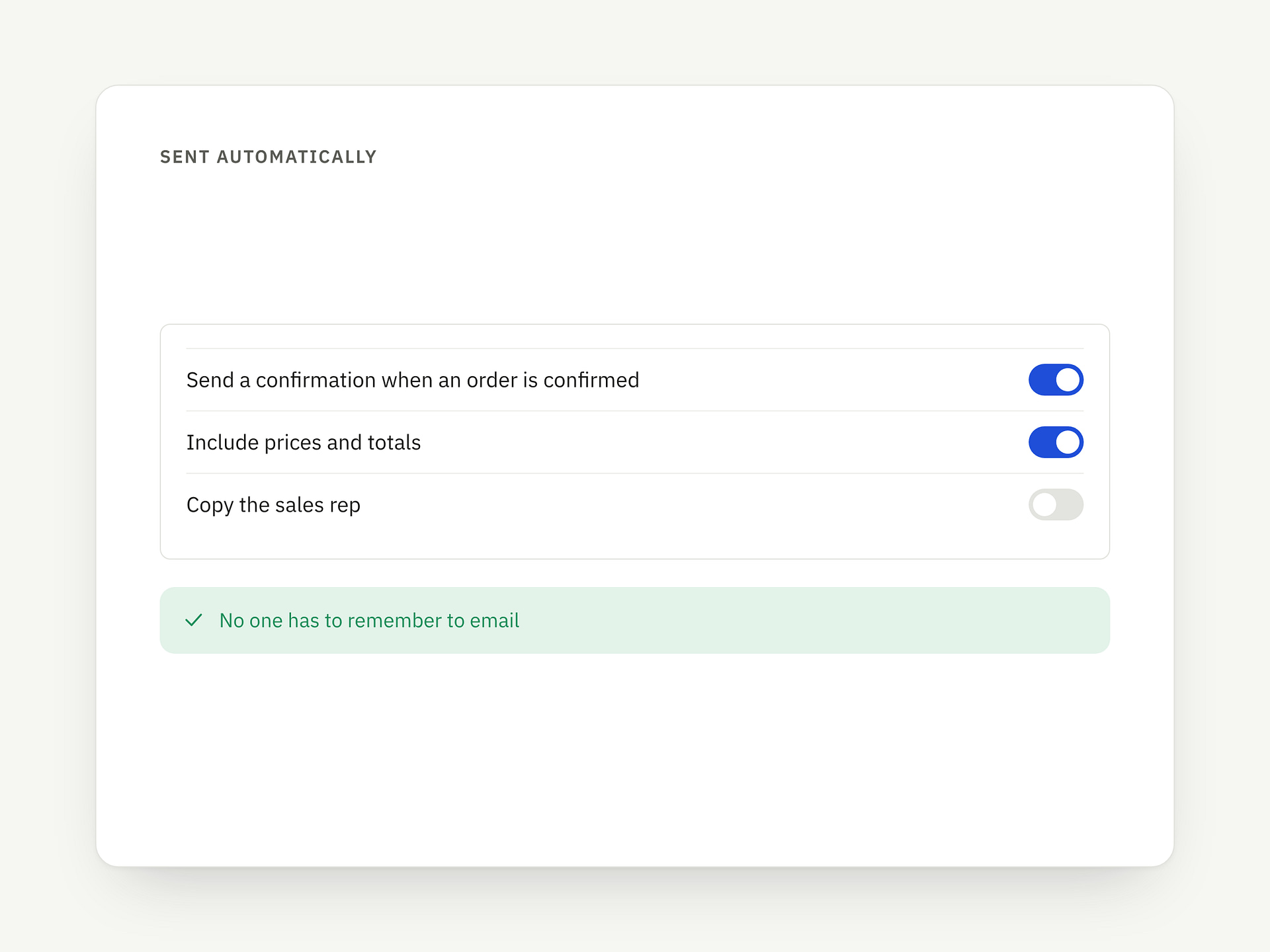 Order confirmation: point 1
